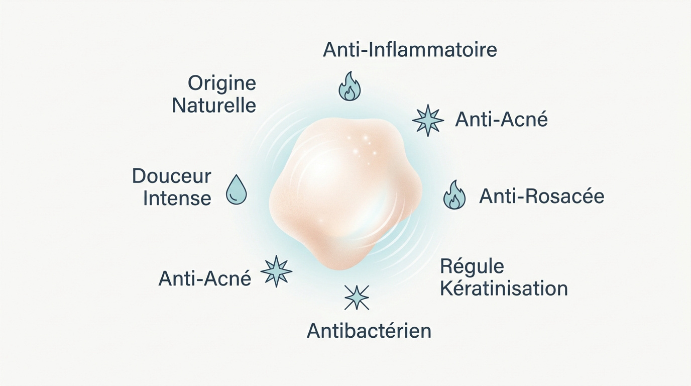 Illustration des bienfaits de l'acide azélaïque pour le soin de la peau grasse et acnéique