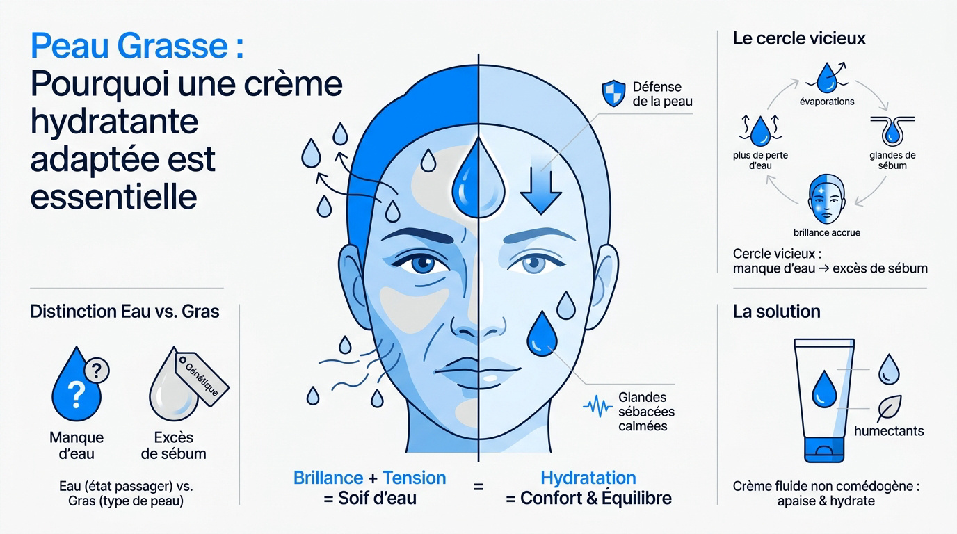 Femme appliquant une crème légère sur une peau mixte à grasse