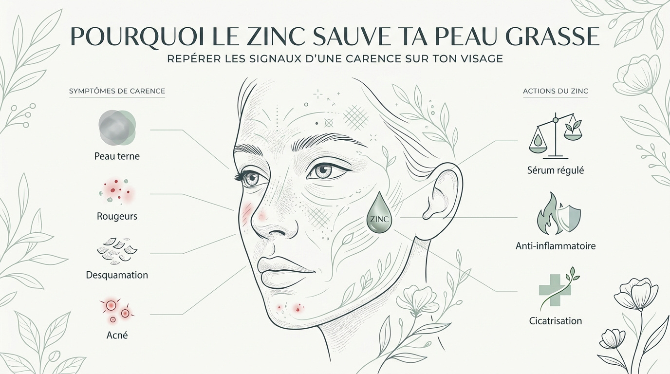 Application d'un soin au zinc sur une peau grasse pour réduire les imperfections